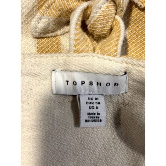 Topshop Raw Edge Striped Crop Top in Yellow/White Size 6 - Picture 4 of 4